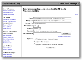 ListLoop Advanced Send Screen
